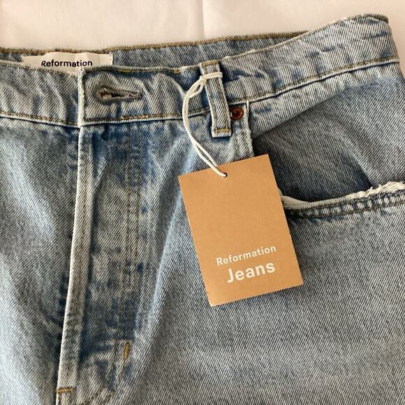 Reformation Jeans Cynthia High Rise Straight Crop Women's 31 Raw Hem Button Fly - Picture 3 of 10